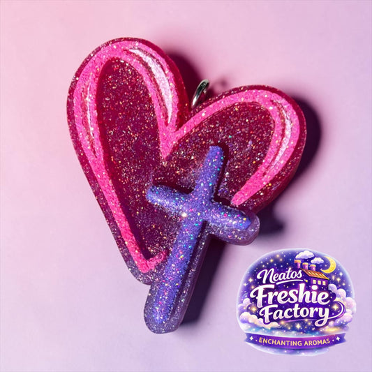 Kiwi-Berry Splash Heart & Cross Car Hanging Freshie