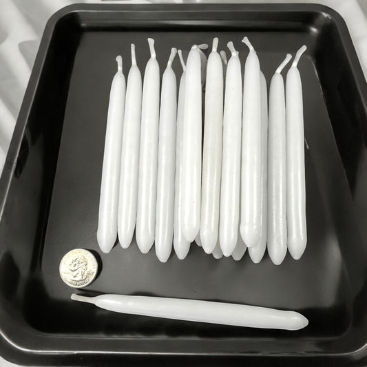 Neatos Elements hand-dipped white taper candles, approximately 5.25 inches long, ideal for divination and magic rituals.