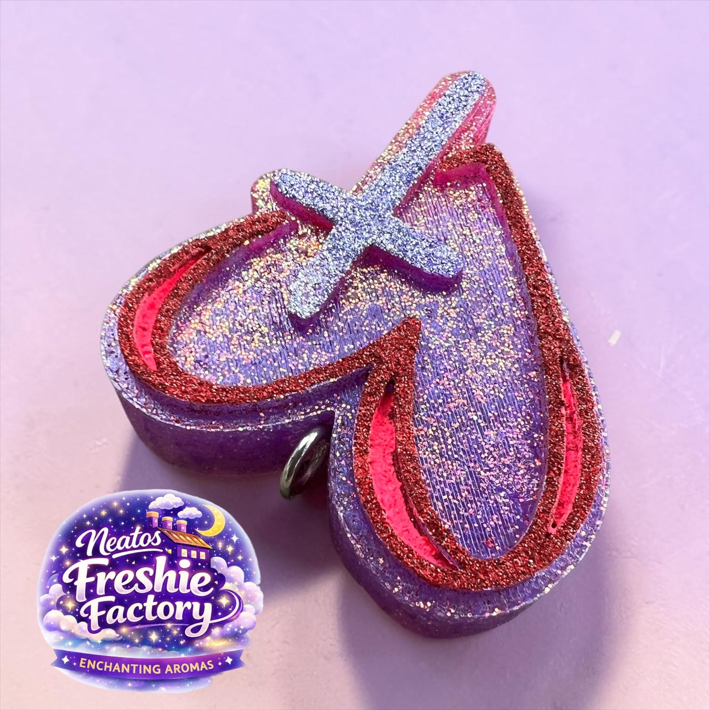 Kiwi-Berry Splash Heart & Cross Car Hanging Freshie