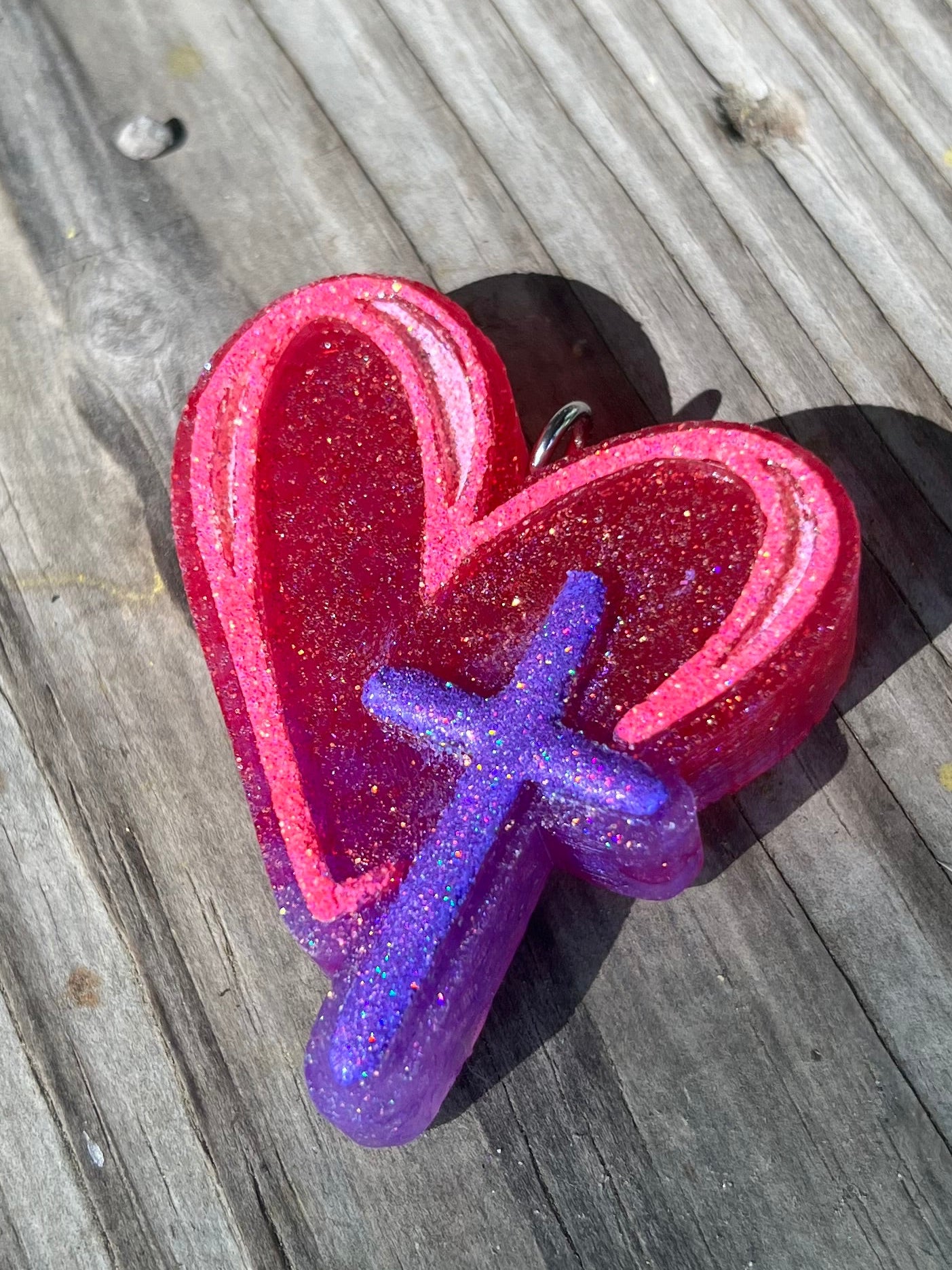 Kiwi-Berry Splash Heart & Cross Car Hanging Freshie