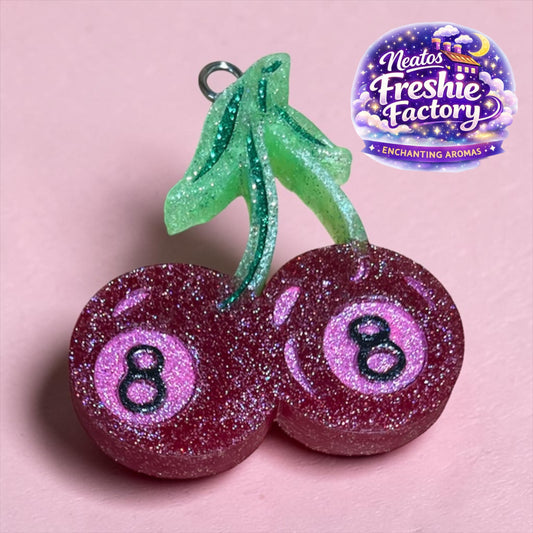Midnight Cherry 8 Ball Cherries Car Hanging Freshie