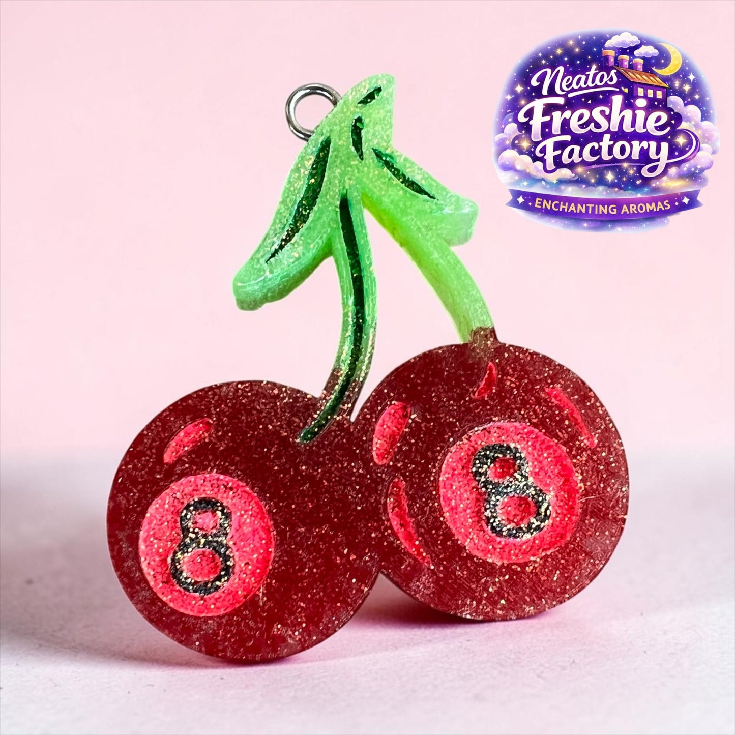 Midnight Cherry 8 Ball Cherries Car Hanging Freshie