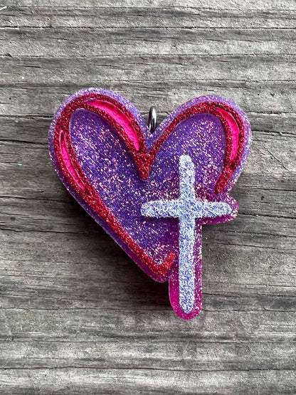 Kiwi-Berry Splash Heart & Cross Car Hanging Freshie
