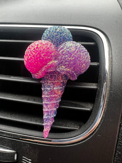 Plum Blossom Bliss Triple Scoop Ice Cream Cone Car Vent Freshie
