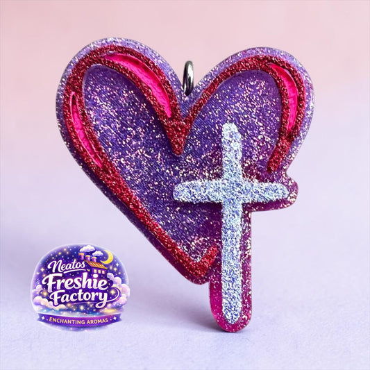 Kiwi-Berry Splash Heart & Cross Car Hanging Freshie