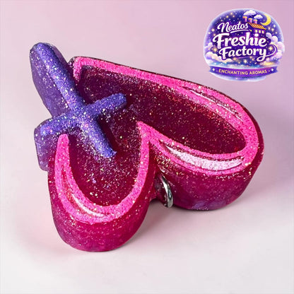 Kiwi-Berry Splash Heart & Cross Car Hanging Freshie