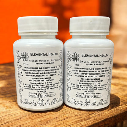 Elemental Health: Turmeric, Ginger and Cayenne Pepper Capsules - 30 Count