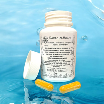 Elemental Health: Turmeric, Ginger and Cayenne Pepper Capsules - 30 Count
