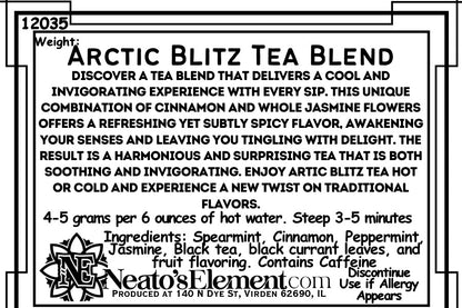 Neatos Elements Artic Blitz Tea Blend loose leaf tea with cinnamon, jasmine, spearmint, peppermint, black tea, and fruit flavoring.