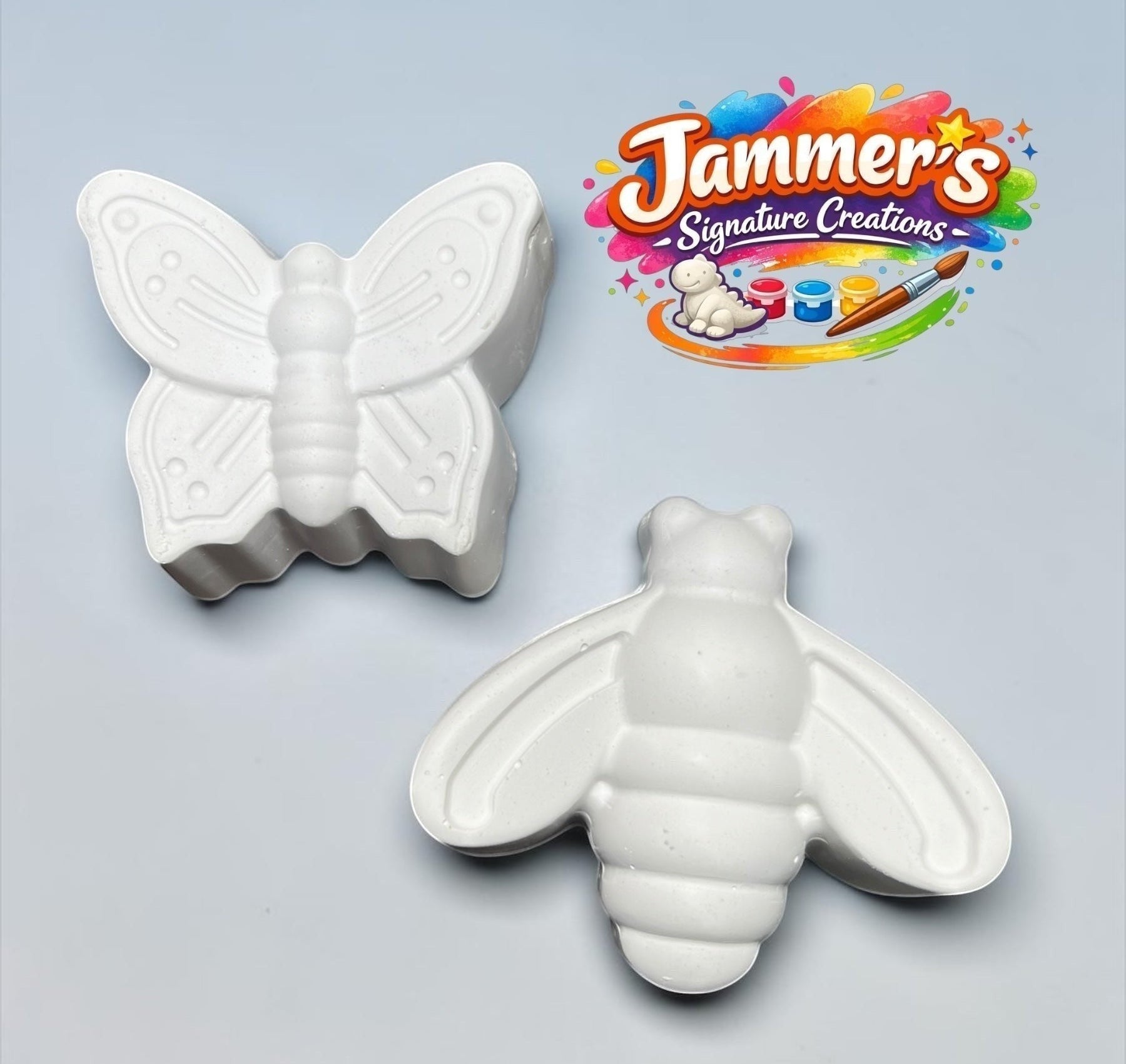 Neatos Elements white plaster butterfly and bee figures for painting. Includes 2 paintable figurines.