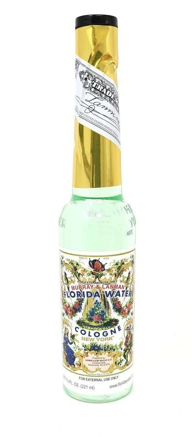 Neatos Elements Florida Water Cologne, 8 oz bottle with gold foil and ornate label featuring floral designs and figures.