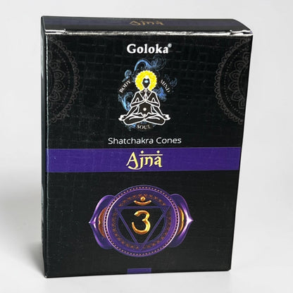 Neatos Elements Goloka Chakra Ajna incense cones, 10 count box, handmade in India, non-toxic, eco-friendly