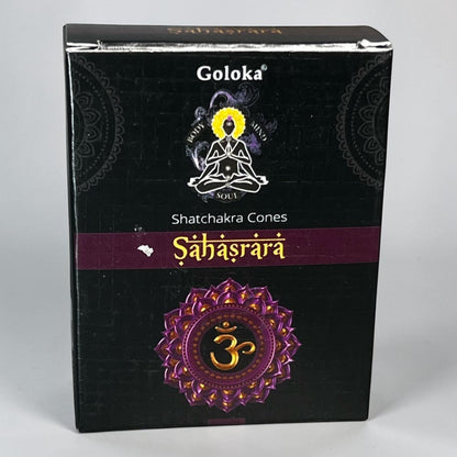 Neatos Elements Goloka Sahasrara Chakra Satchakra Cones incense, handmade in India, 10 cones, 30 min burn time.