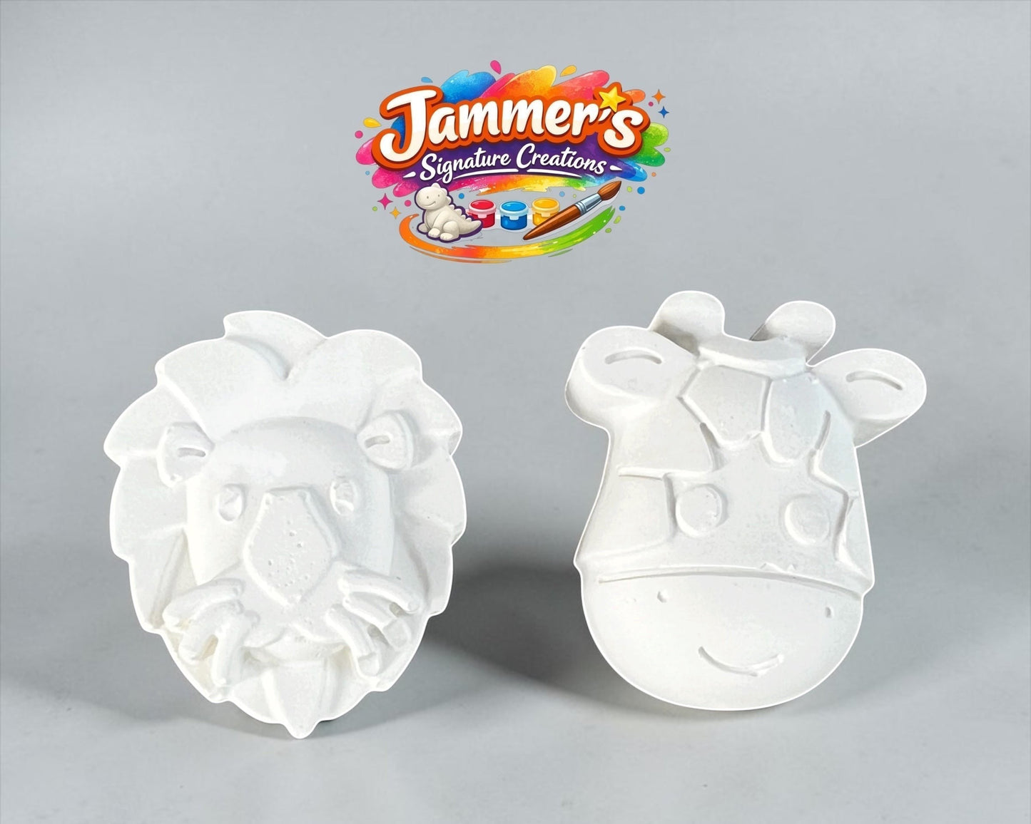 Neatos Elements Wild Whiskers Lion & Giraffe Magnetic Minis plaster craft kit. Ready to paint.