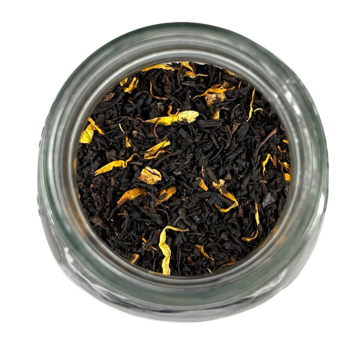 Neatos Elements Mango Royale loose leaf black tea blend with dried mango pieces and marigold petals.