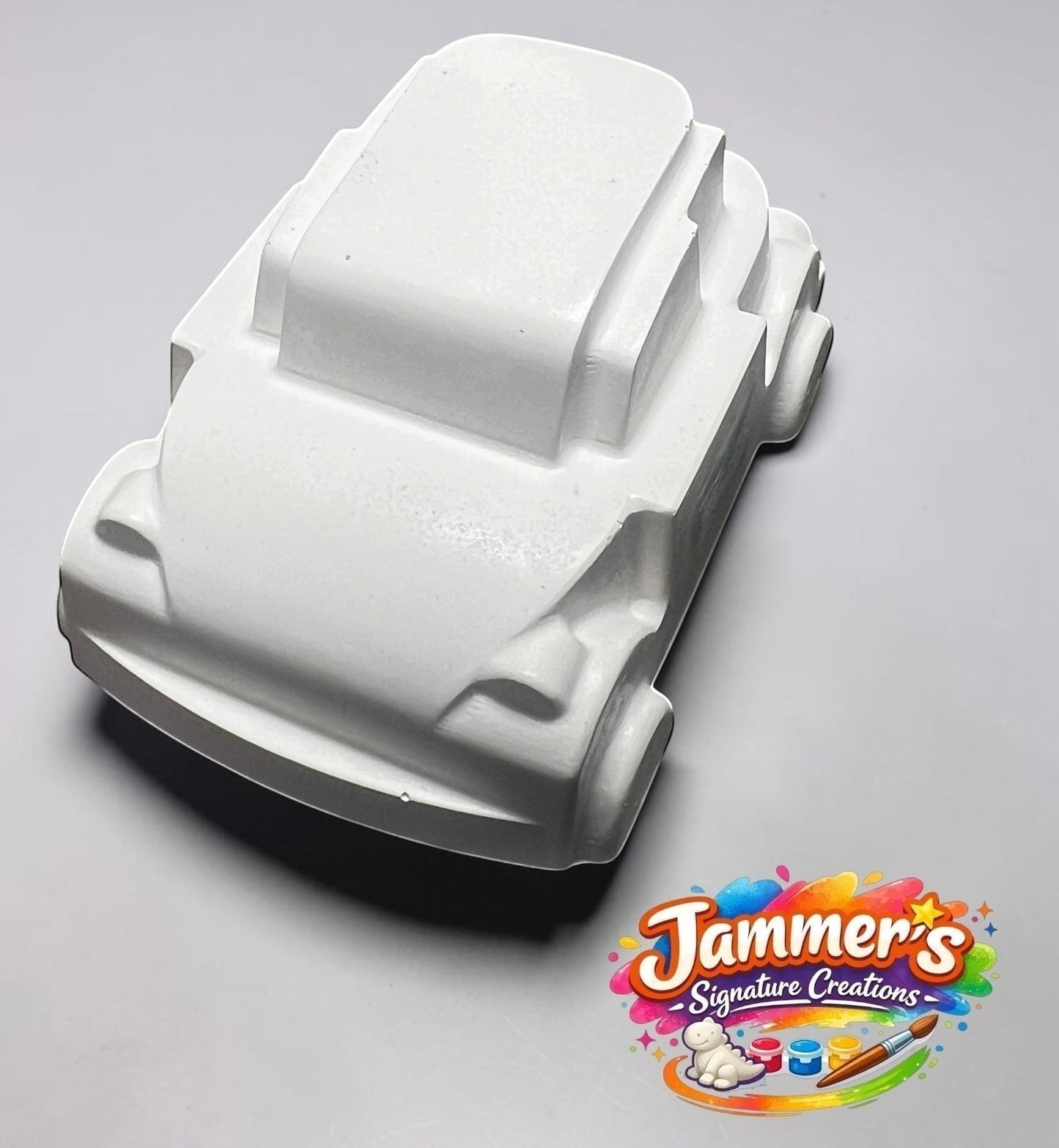Neatos Elements white plaster mini car figurine, ready to be painted. Includes paint kit.