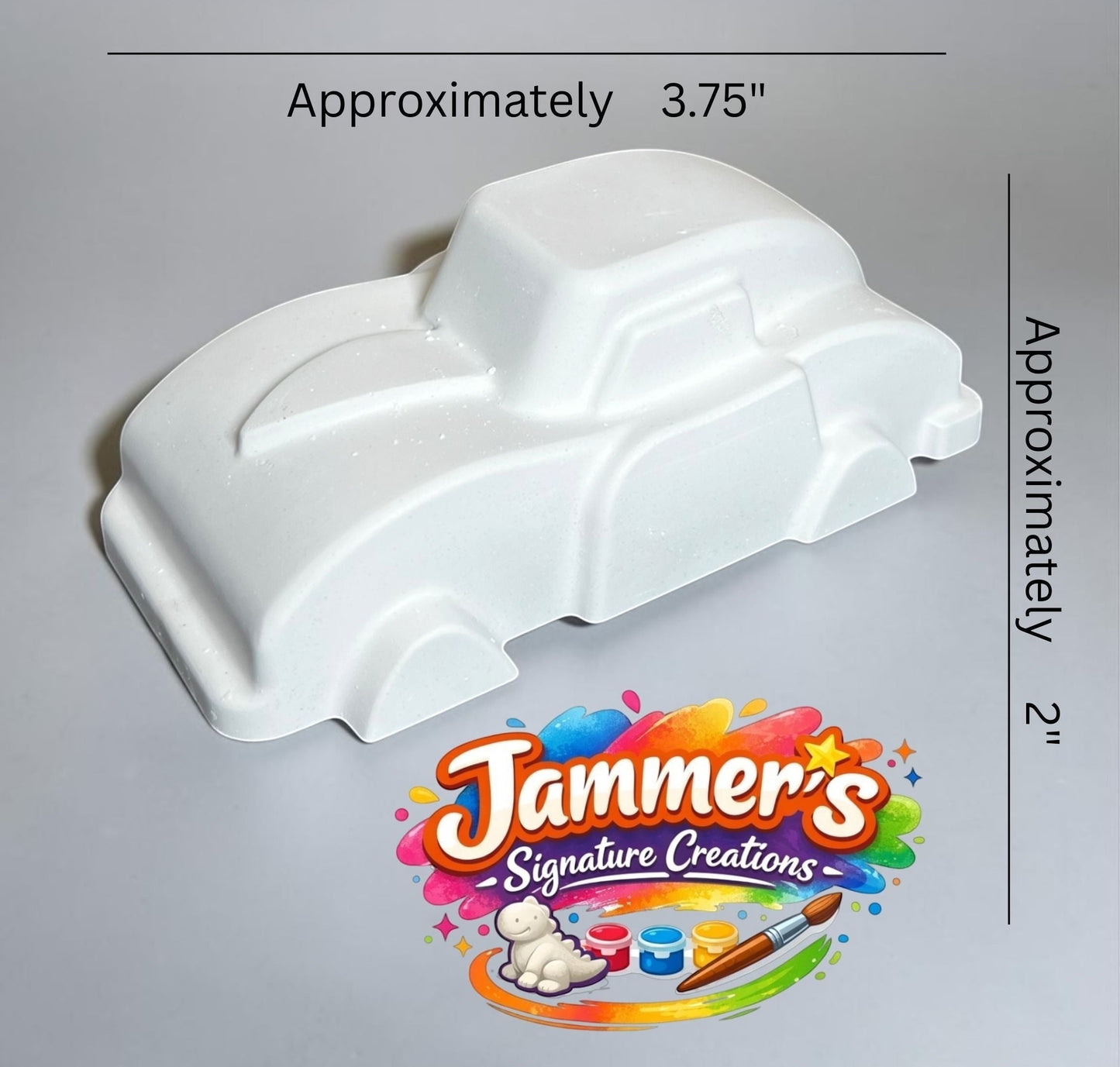 Neatos Elements Mini Motors (C) - unpainted white plaster car figurine, 3.75" long, 2" high, ready for painting.