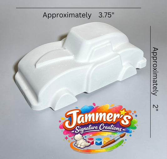 Neatos Elements Mini Motors (C) - unpainted white plaster car figurine, 3.75" long, 2" high, ready for painting.