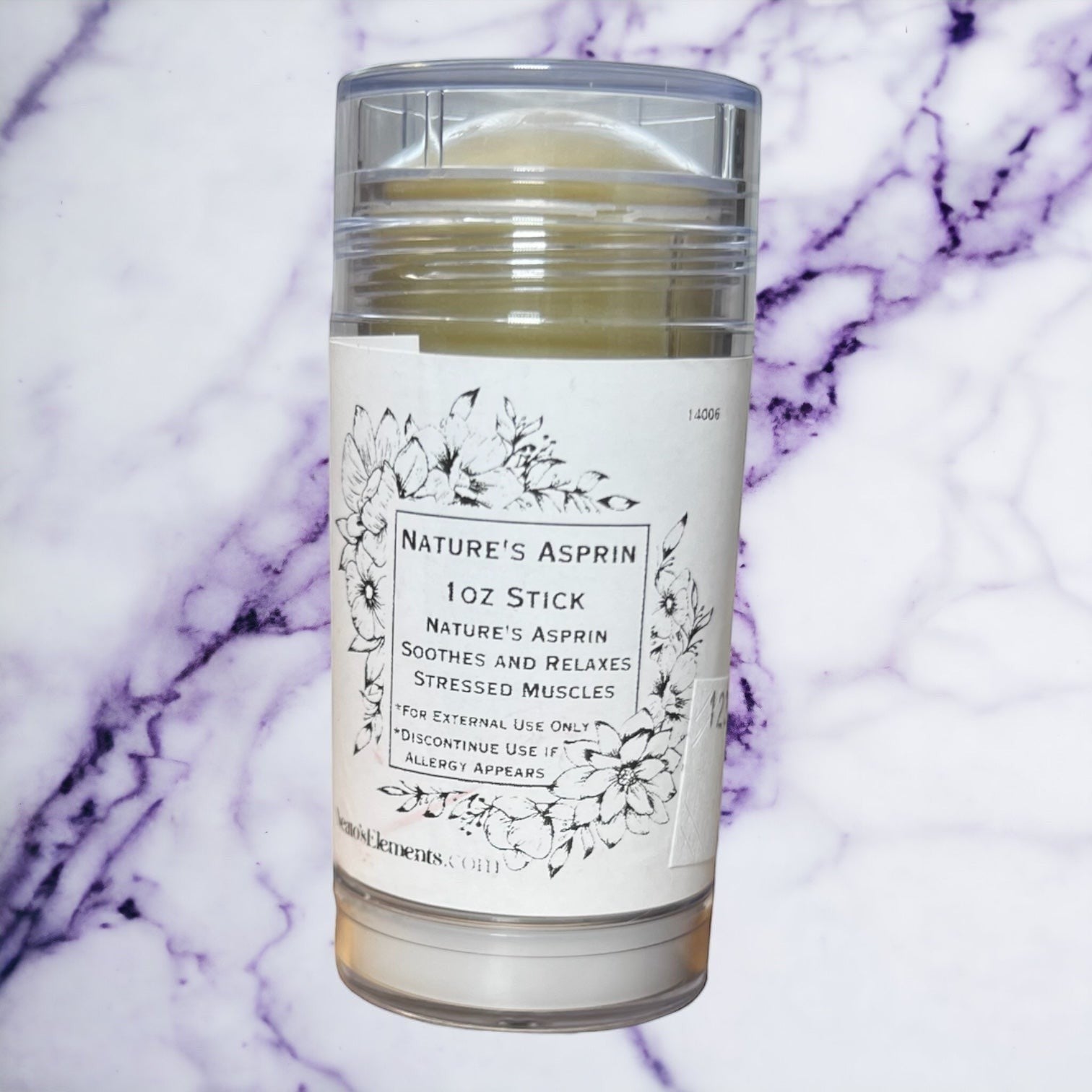 Neatos Elements Nature's Asprin Stick 1 oz, a twist-up herbal balm for targeted muscle relief and relaxation.