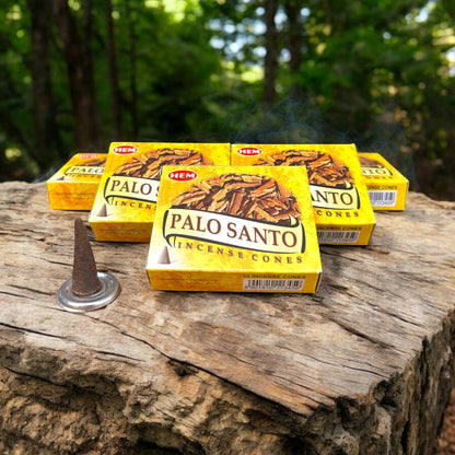 Neatos Elements Palo Santo Incense Cones, 10 cones per pack, for spiritual cleansing and relaxation. Woodsy scent.