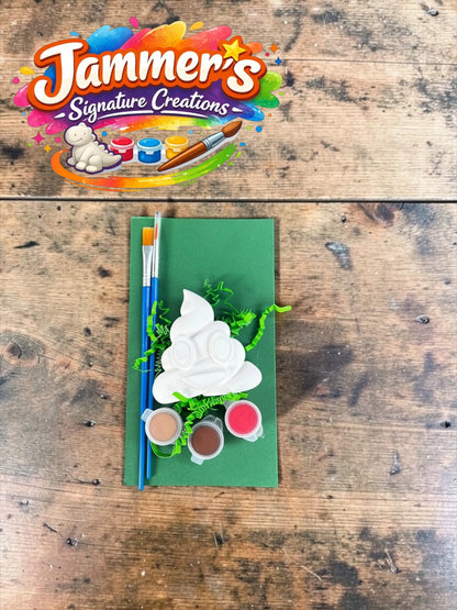 Neatos Elements Poop Emoji Magnetic Maxi plaster figurine painting kit with brushes and paint pots.