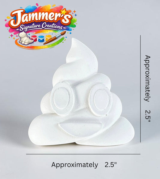 Neatos Elements Poop Emoji Magnetic Maxi plaster figurine, unpainted, 2.5" x 2.5", ready for custom painting.