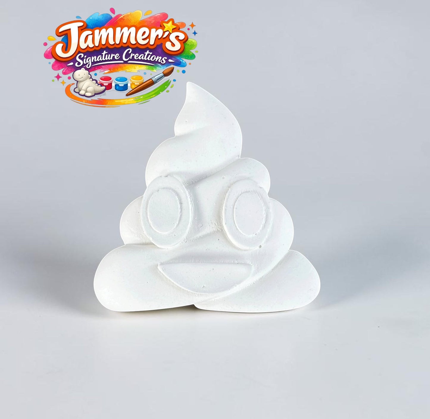 Neatos Elements Poop Emoji Magnetic Maxi plaster figurine, ready to paint. Features a smiling face with wide eyes.