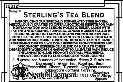 Neatos Elements Sterling's Tea Blend loose leaf tea with green tea, rosehips, basil, peppermint, ginger, turmeric, cinnamon, and peppercorn.