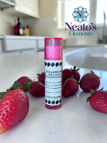 Neato's Elements Strawberry Delight chapstick with natural ingredients for soft, hydrated lips.