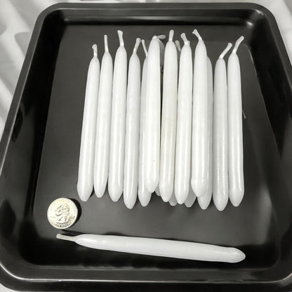 Neatos Elements hand-dipped white taper candles, approximately 5.25 inches long, ideal for divination and magic rituals.