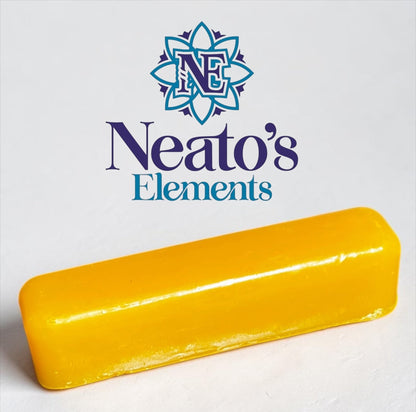 Neatos Elements yellow bath crayon, handmade, non-toxic, long-lasting formula for tubs and showers.