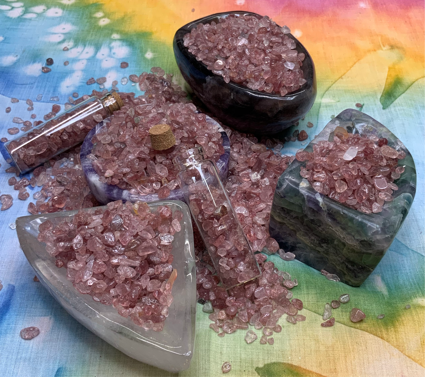 Strawberry Quartz Crystal Chips - Small - A Grade - Neatos Elements